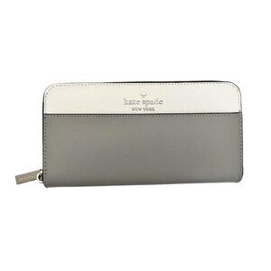 Kate Spade Womens Grey Leather Staci Color Block Large Continental Wallet New